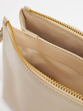 Small bone cream leather cross body bag - British product