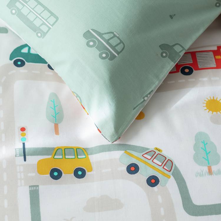Habitat transport themed toddler bedding set, imported from the UK