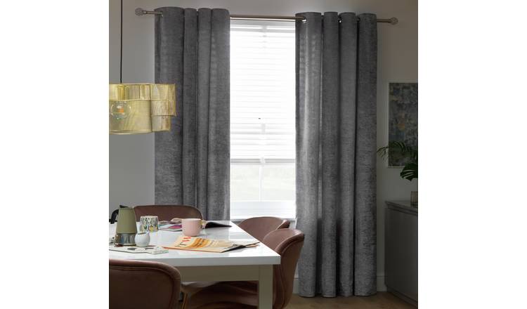 Argos Home velvet eyelet curtains grey 117x137cm - British product