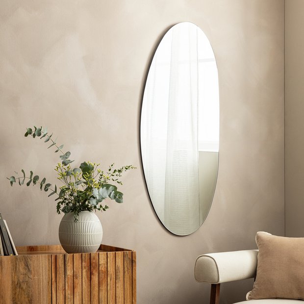 Habitat black frameless irregular wall mirror 120x50cm, imported from the UK