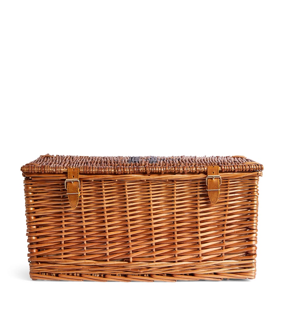 Harrods medium wicker basket with leather straps, UK version