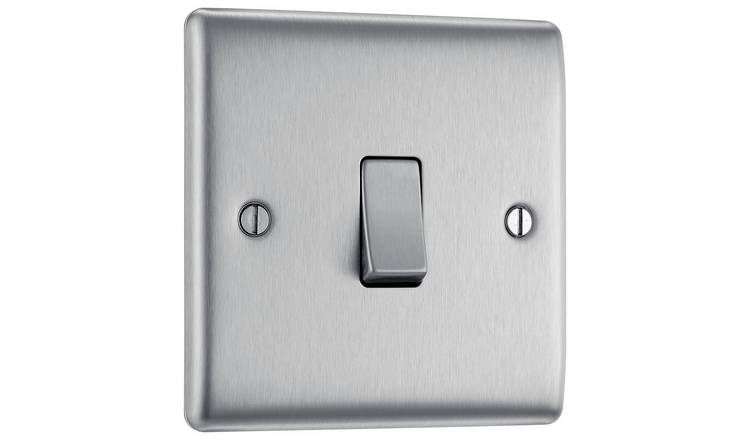 BG Nexus brushed steel 2-way light switch 20A (British brand)