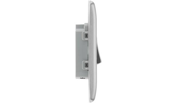 BG Nexus brushed steel 2-way light switch 20A (British brand)