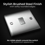 BG Nexus brushed steel 2-way light switch 20A (British brand)