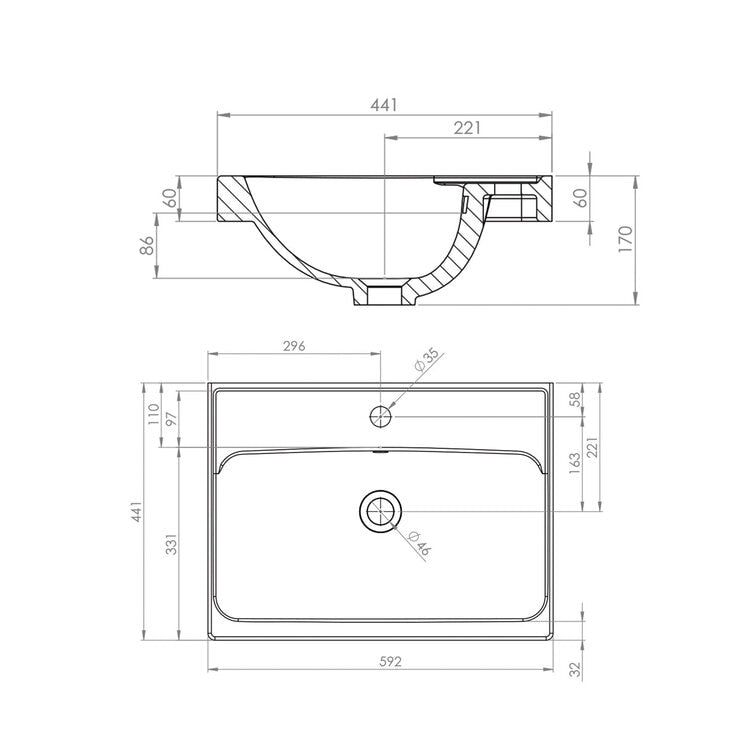 Tavistock wall mounted vanity unit 59.2 cm 1 drawer - British product