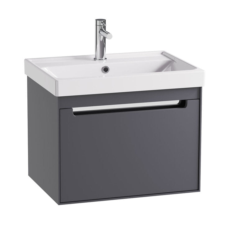 Tavistock wall mounted vanity unit in grey 59.2 cm, UK version