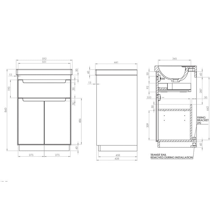 Tavistock Kew floor mounted vanity unit 59.2 cm white, UK version