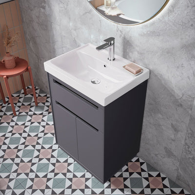 Costco UK Tavistock Kew 59.2 cm Floor Mounted Vanity Unit in Dark Grey- Buy online at McGrocer