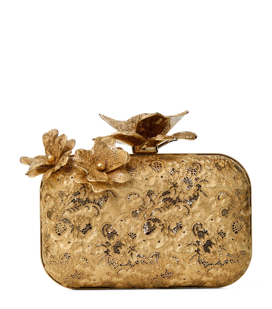 Jimmy Choo Cloud clutch bag in gold-tone metal lace, UK version
