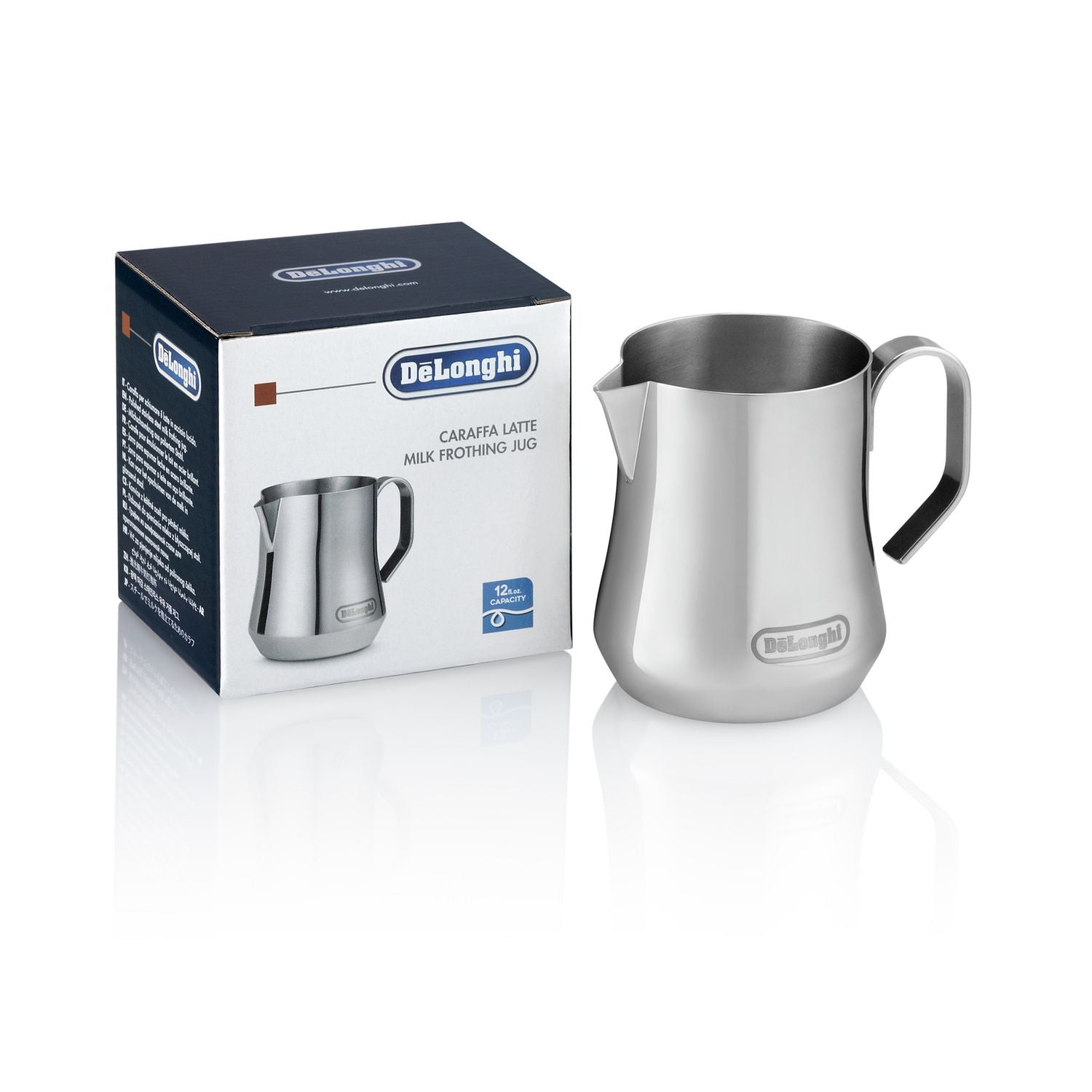 De'Longhi brushed stainless steel milk jug 350ml, UK version