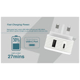 Juice 30W dual-port USB-A USB-C charger white (British brand)