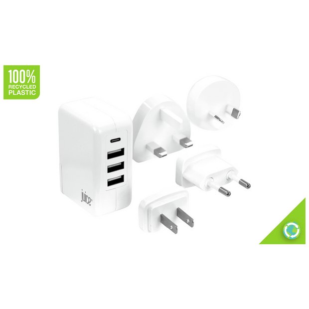 Juice travel charger USB-A USB-C white, imported from the UK