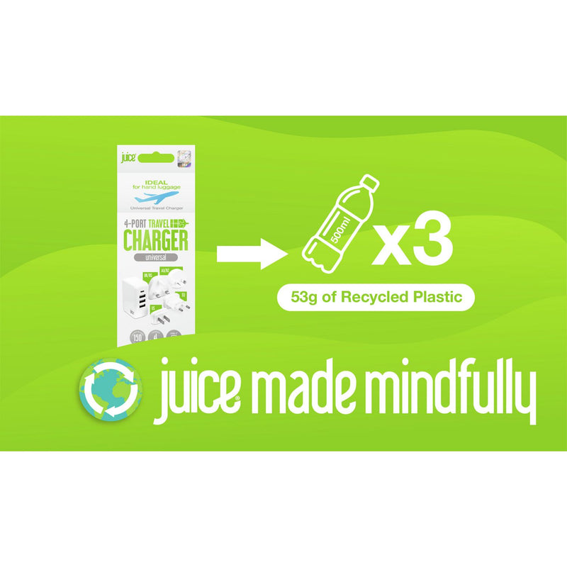 Juice travel charger USB-A USB-C white, imported from the UK