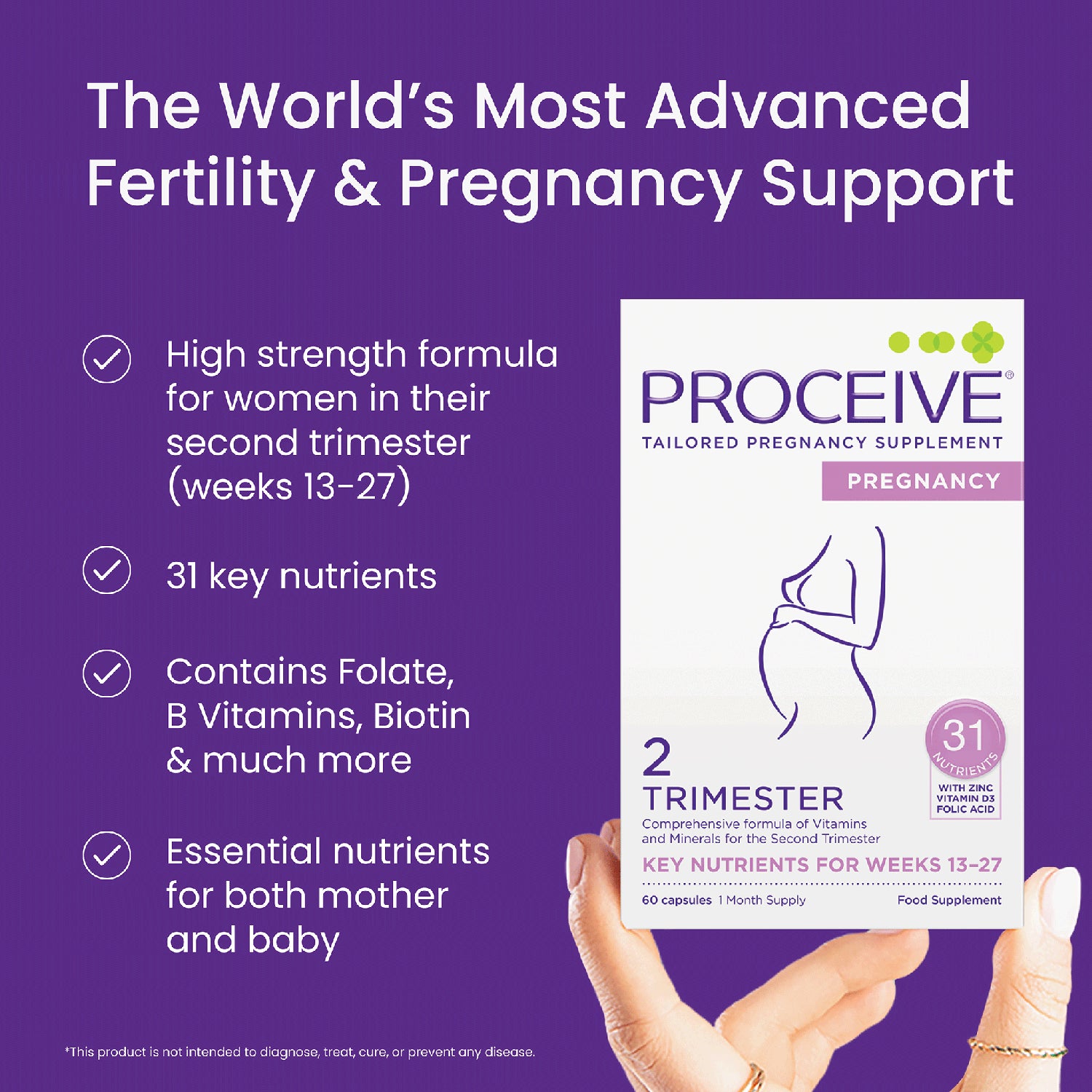 Proceive Maternity Multivitamin Trimester 2 60 Capsules, imported from the UK