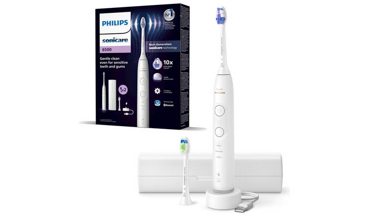 Philips Sonicare 6500 Electric Toothbrush, White, HX7410/02