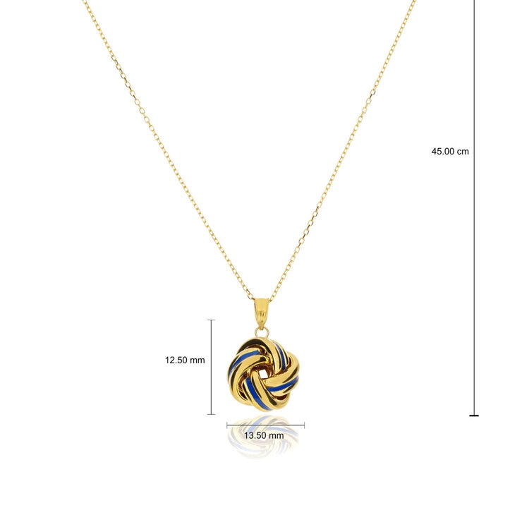 Costco 14ct yellow gold love knot navy enamel necklace 45cm, imported from the UK