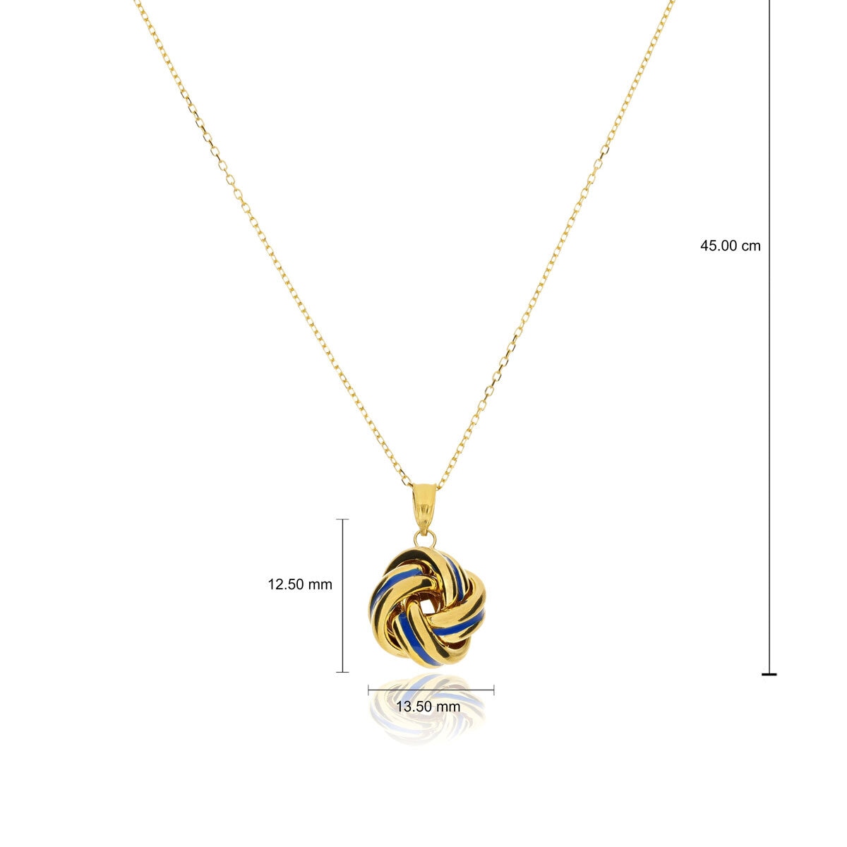 Costco 14ct yellow gold love knot navy enamel necklace 45cm, imported from the UK