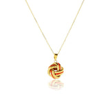 14ct yellow gold coral enamel love knot necklace 45cm - British product
