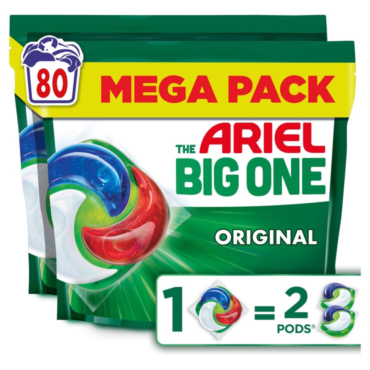 Ariel The Big One Laundry Liquid Pods Original 80 Wash