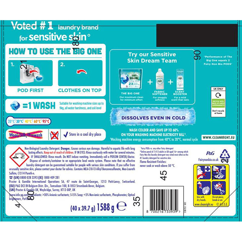 Fairy Non Bio Laundry Pods 80 Wash - British product
