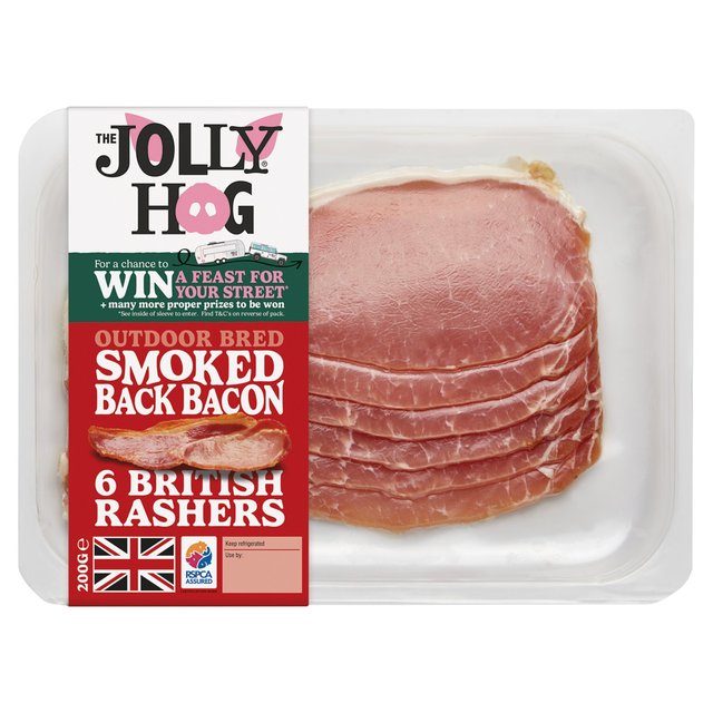 The Jolly Hog 6 Smoked Dry Cured Back Bacon Rashers   200g GOODS M&S   