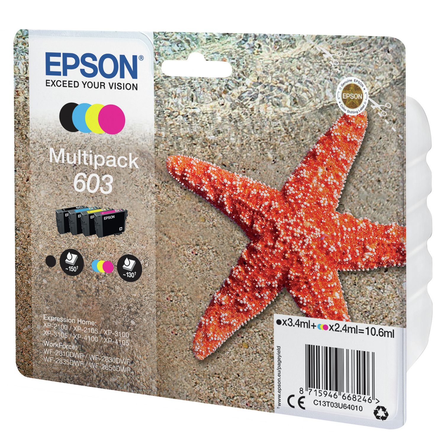 Epson 603 ink cartridge multipack black and colour, imported from the UK