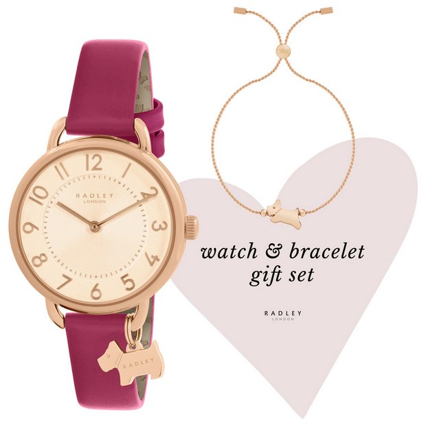 Radley watch and bracelet gift set rose gold leather - British product