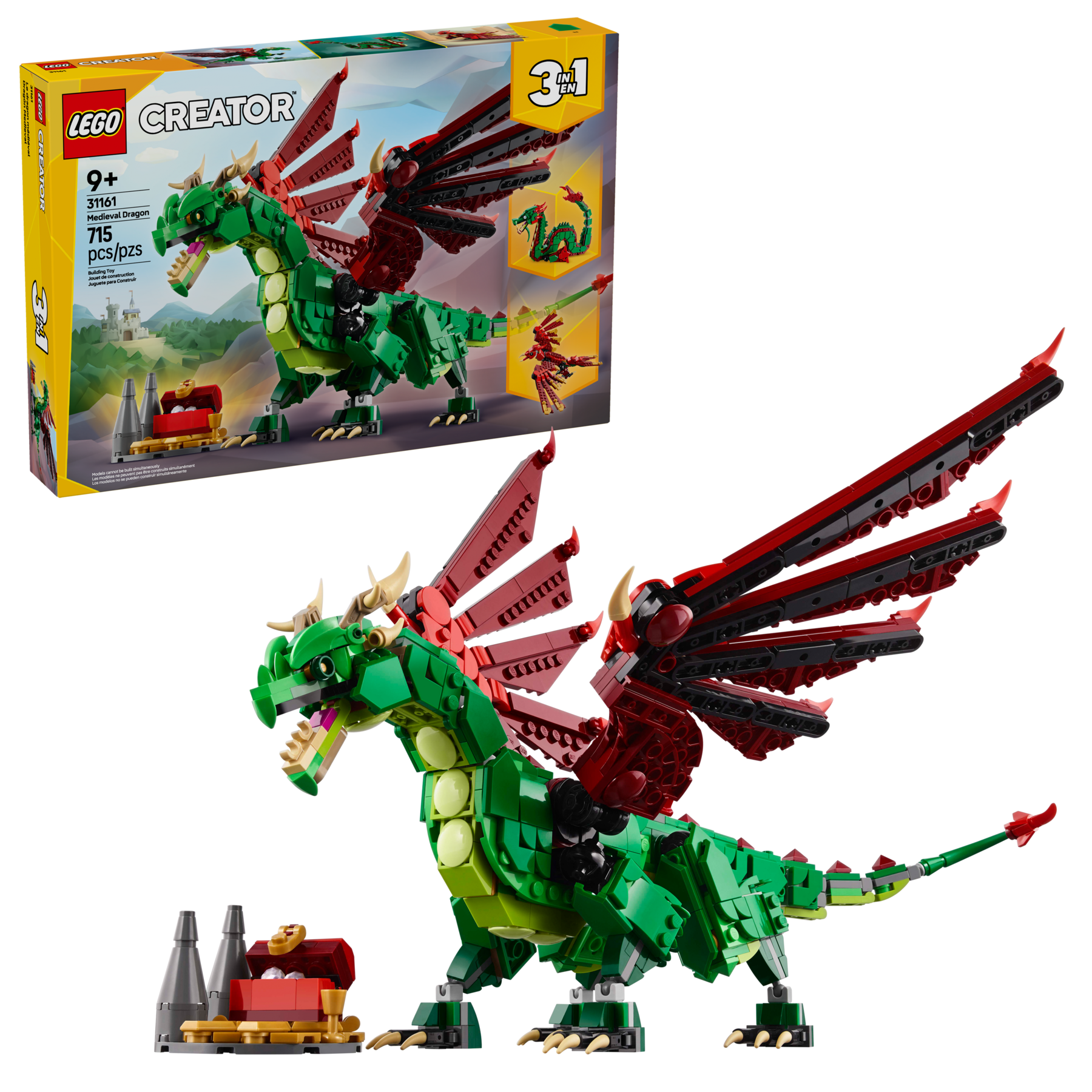 LEGO Medieval Dragon 3-in-1 set 715 pieces, imported from the UK