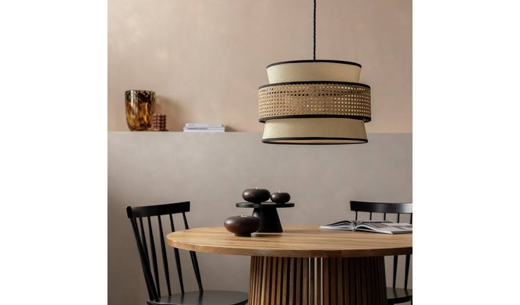 Habitat Ashi natural rattan 3-tier lampshade 40cm, imported from the UK