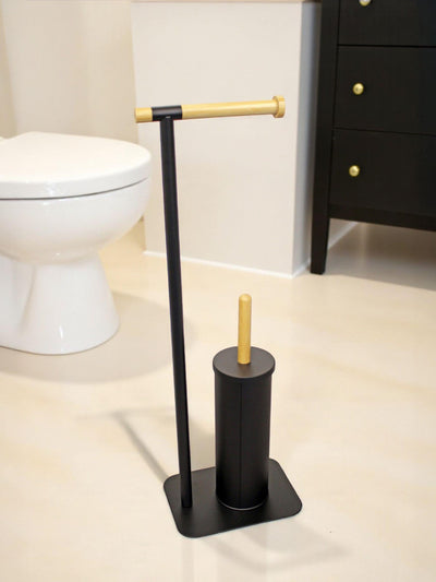 Showerdrape Schwarzes Sonata Toilettenpapier- und Toilettenbürstenhalter-Set
