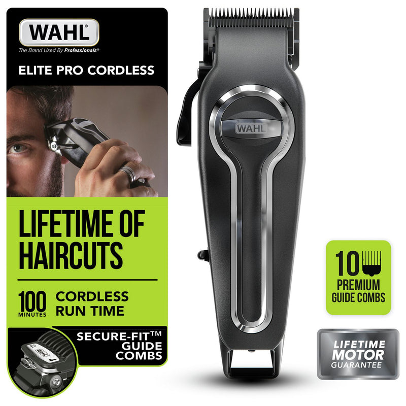 Wahl Elite Pro cordless hair clipper with 10 combs and accessories (British brand)