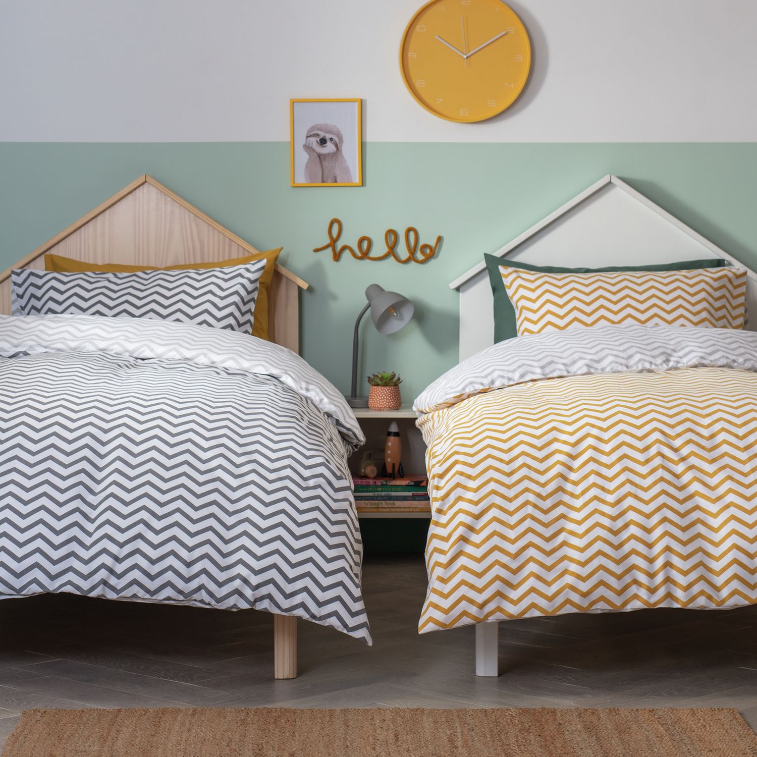 Habitat zig-zag kids bedding set twin pack single, imported from the UK