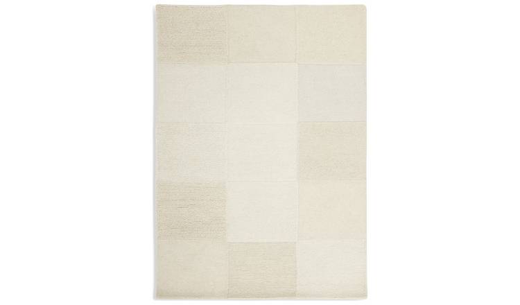 Habitat checkerboard natural wool cut pile rug 120x170cm (British brand)
