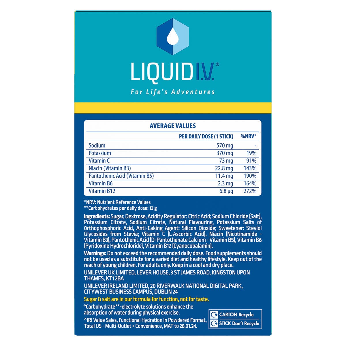 Liquid I.V. hydration multiplier powder Lemon Lime 30 sachets - British product