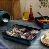 Habitat navy stoneware roaster, imported from the UK