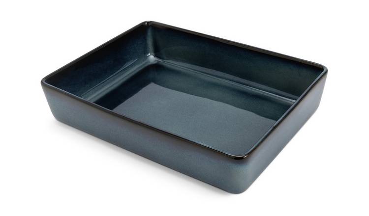 Habitat navy stoneware roaster, imported from the UK