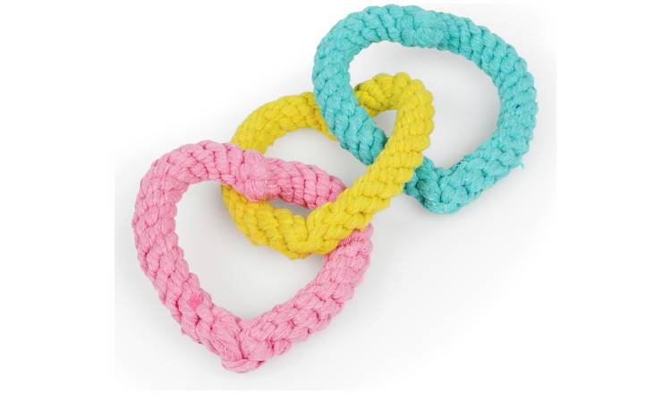 Petface rope heart and noodle puppy dog toy, imported from the UK