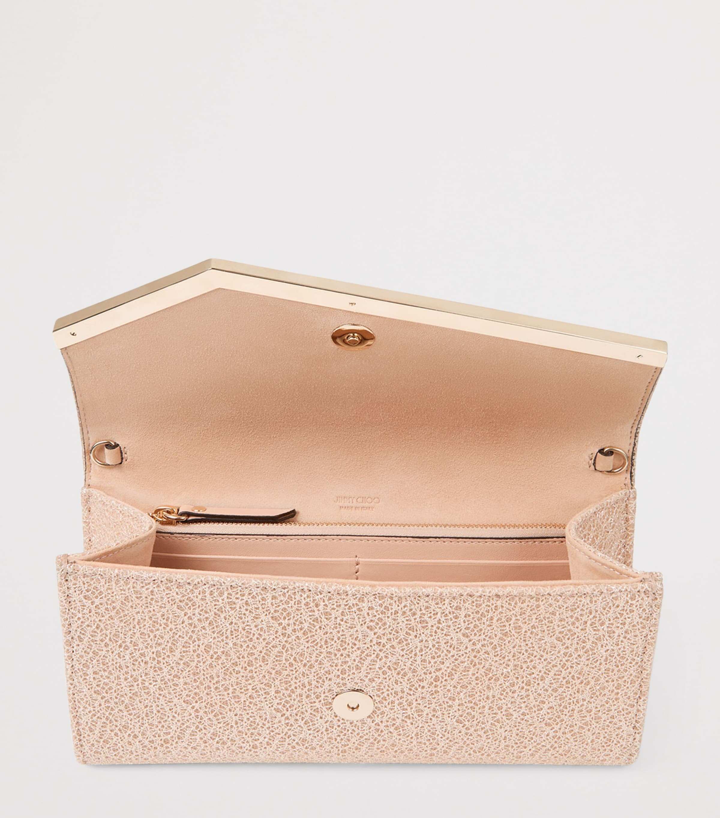 Jimmy Choo Emmie metallic clutch bag, imported from the UK