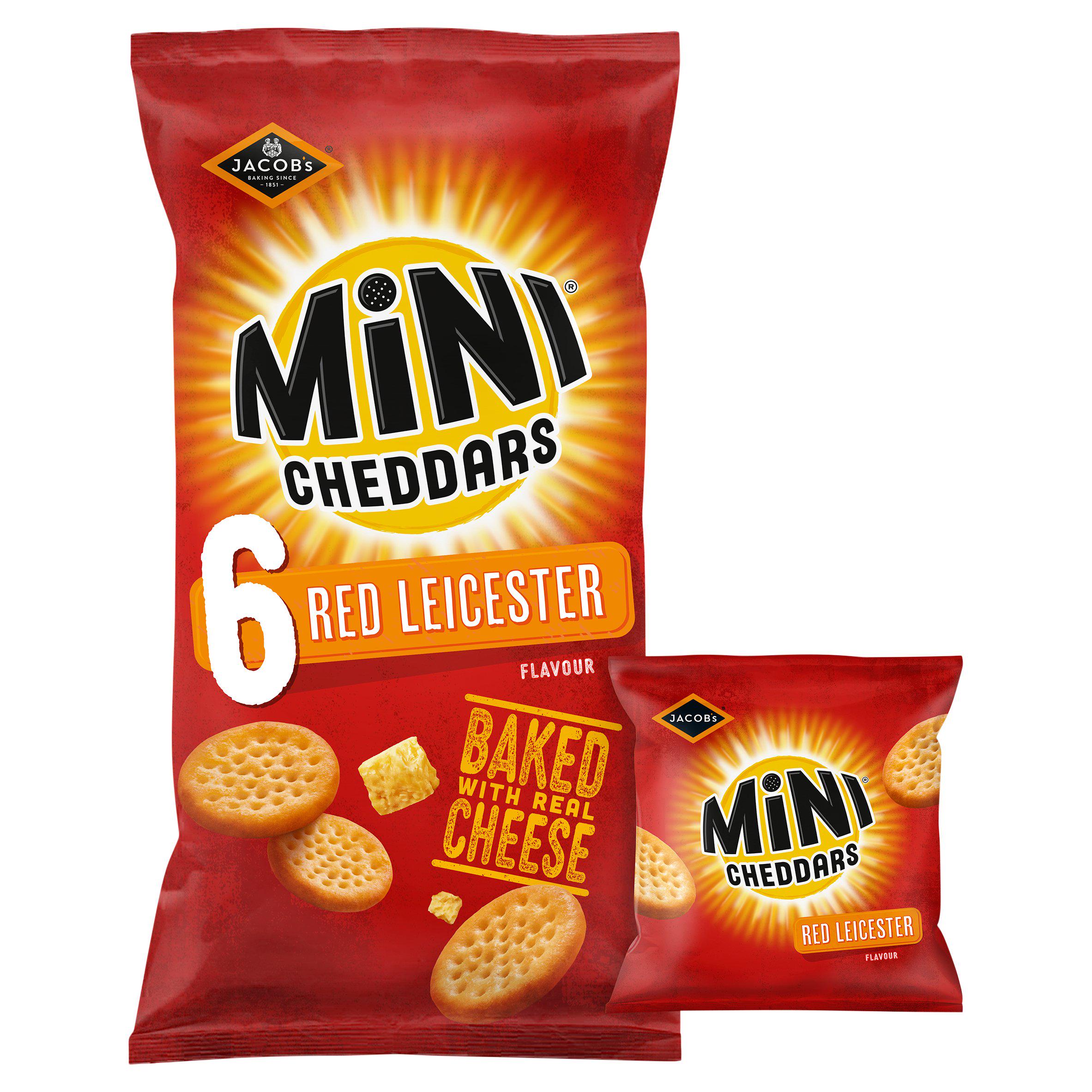 Jacob's Mini Cheddars Red Leicester Multipack Snacks 6x23g GOODS Sainsburys   