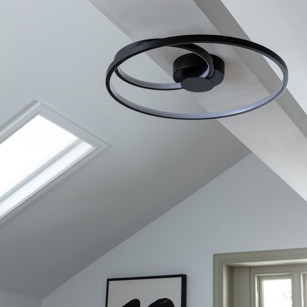 Argos Home Pill LED flush ceiling light black, imported from the UK