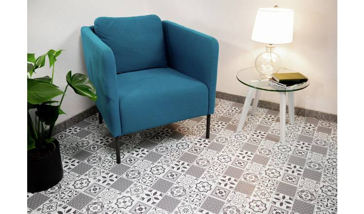 D-C-Fix adhesive vinyl floor tiles in grey, UK version