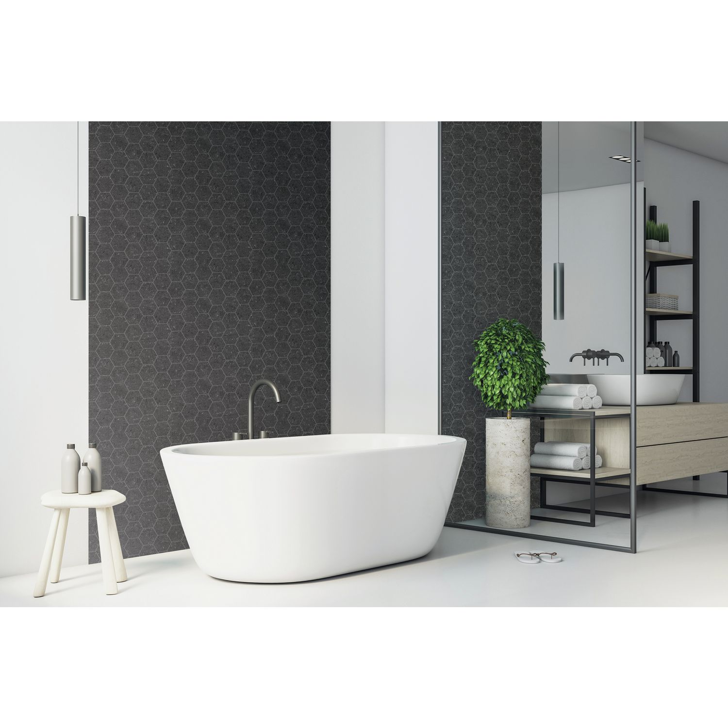 D-C-Fix Dark Hexagon 3D grey wallpaper - British product