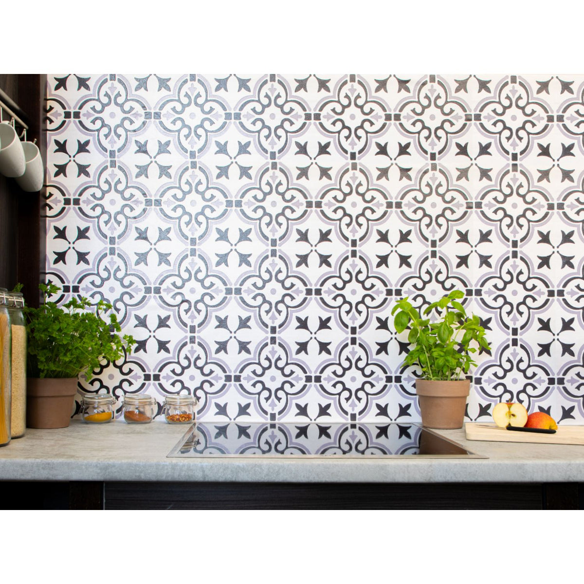 D-C-Fix Floral Shapes 3D Grey wallpaper roll - British product