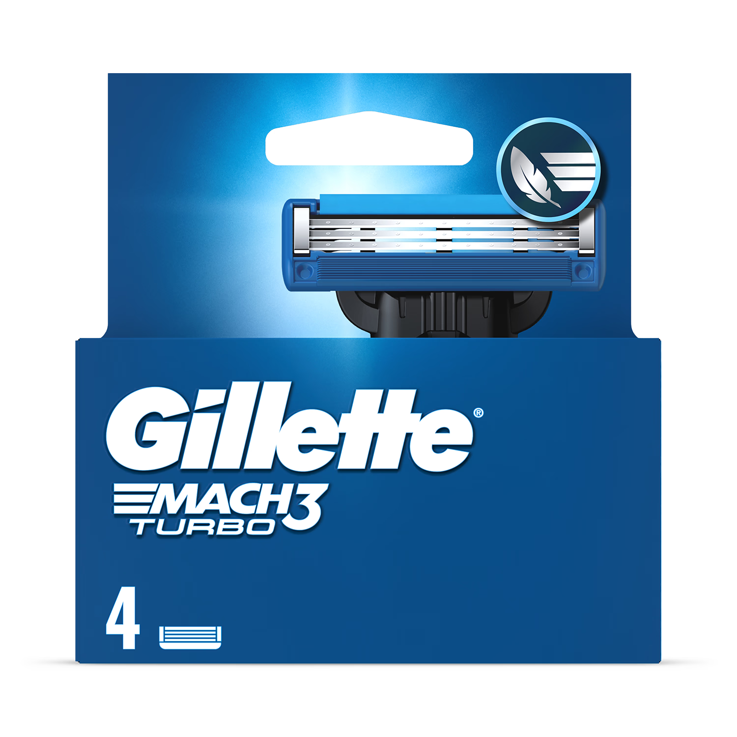 Gillette Mach3 Turbo razor refills 4-count (British brand)