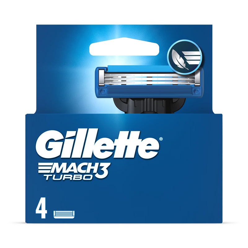 Gillette Mach3 Turbo razor refills 4-count (British brand)