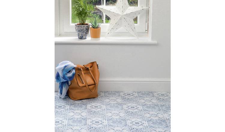D-C-Fix vintage self adhesive vinyl floor tiles blue - British brand