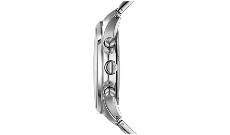 Armani Exchange silver stainless steel watch with blue dial, imported from the UK