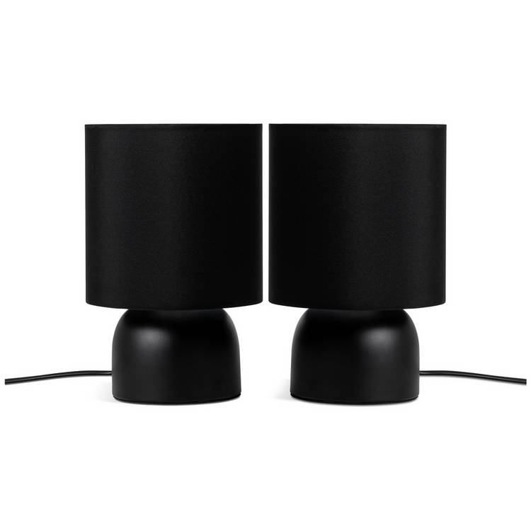 Argos Home touch table lamp pair black 25cm, UK version