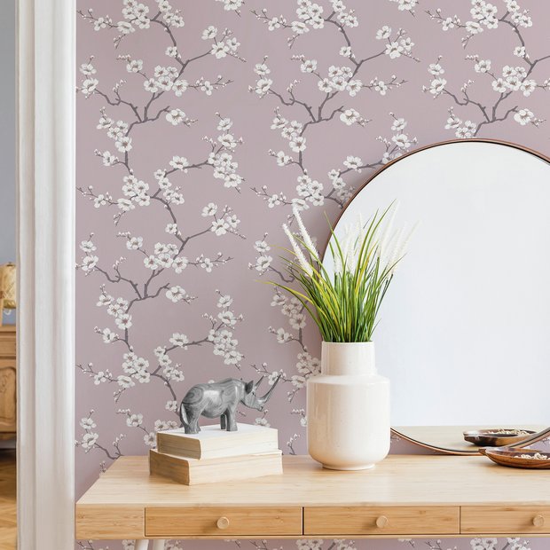 Fresco Apple Blossom Pink wallpaper, imported from the UK