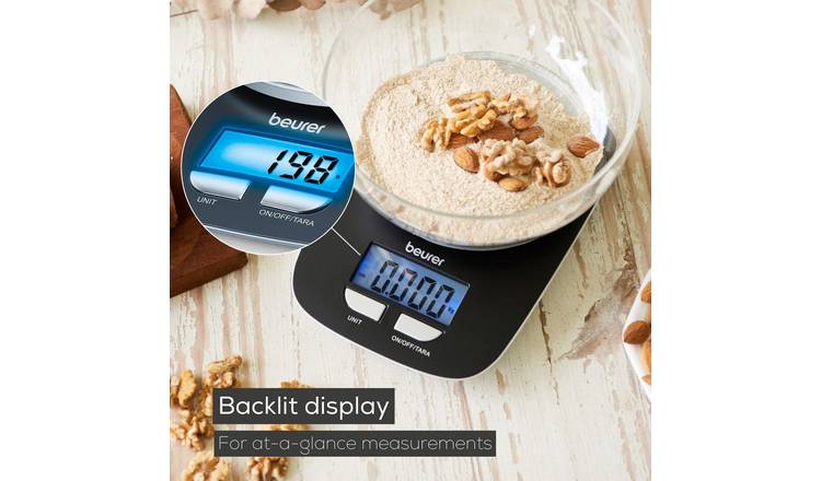 Beurer KS25 electronic kitchen scale with bowl black, imported from the UK